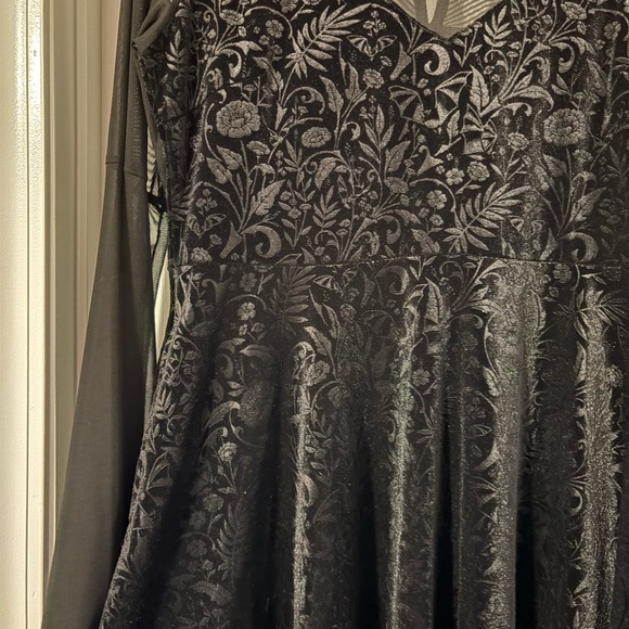 Killstar Black Long Sleeve Dress with Sheer Accents - Picture 2 of 10